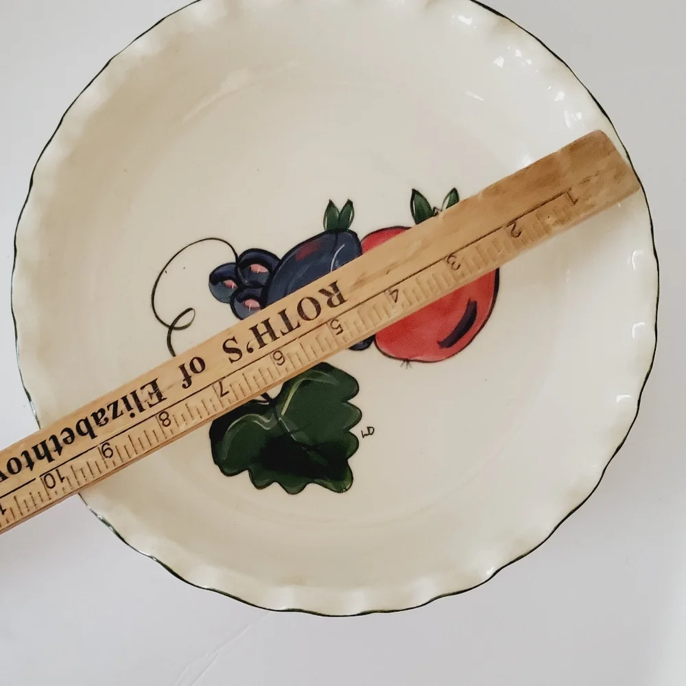 Vintage Buckeye Country Kitchen Stoneware Deep Dish Pie Plate Painted Fruit